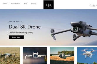 design drone shopify store photography website videography website drone website