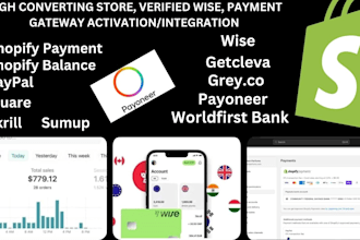 create shopify dropshipping store, design shopify website, payment gateway setup