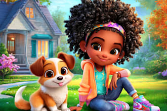 illustrate a children story book illustration and book cover