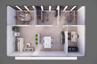 create office interior design with commercial space and coworking open space