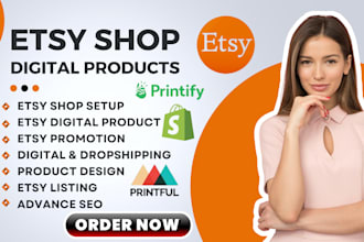 setup etsy digital product shop, etsy digital products, etsy product listing SEO