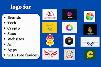 create logo for tech, crypto, saas, websites, ai, apps, with free favicon