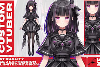 draw vtuber model, live2d model, anime illustration, vtuber model for stream