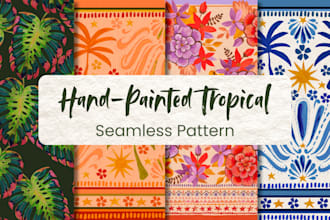 hand paint a seamless brazilian tropical repeat pattern
