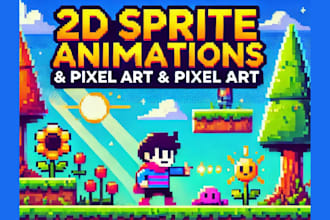 create 2d sprite animations, pixel art sprite sheets in undertale style for game