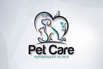 do modern animal, dog, cat, pet care and veterinary logo