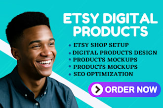 design etsy digital downloads store, etsy physical products ebook resume designs