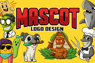 design cute animal mascot, retro vintage cartoon logo youtube pfp mascot costume