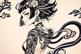 custom drawing your traditional japanese tattoo design