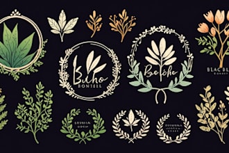 design modern botanical boho logo design with branding