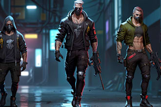 design cyberpunk and fantasy and sci fi character splash art