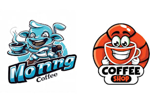 design creative cartoon café coffee shop logo