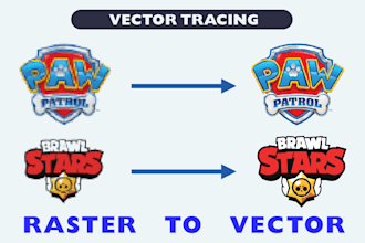 vector trace, redraw logo, and convert image to vector file