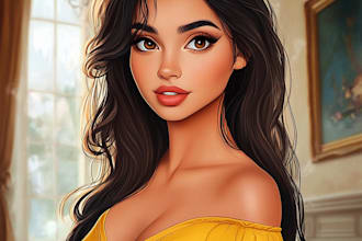 draw your portrait into a disney style cartoon illustration