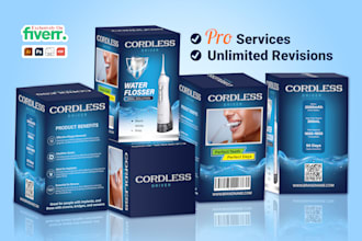 do custom product box design and packaging design with 3d mockup