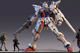 draw mecha gundam and humanoid character concept for you