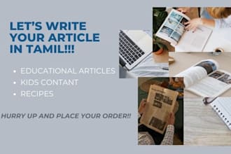 write you articles,kids content and recipies for you
