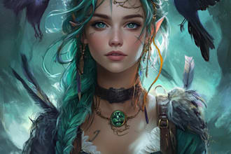 illustrate fantasy art, digital art, creatures and character