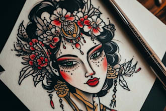 create a rad traditional tattoo design
