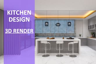 design kitchen layout, remodel, interior in 3d and render