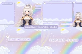 design animated stream overlay, facecam, panels, screen for twitch