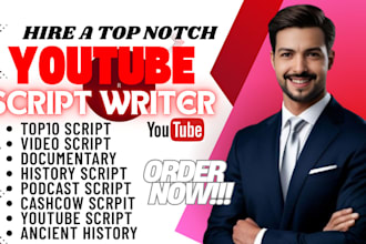 write youtube script, ancient history, documentary, true crime, video script