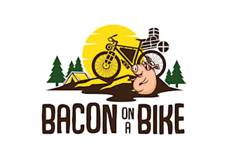 make renowned credible logo for bacon on a bike