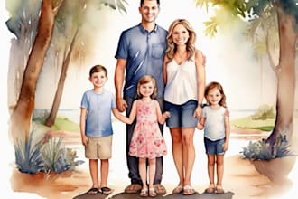 create amazing family portrait watercolor portrait