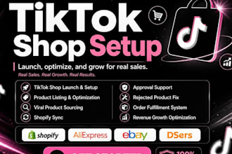 setup tiktok shop, fix tiktok dropshipping and tiktok shop marketing