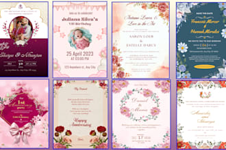 create beautiful invitation,birthday, wedding card design