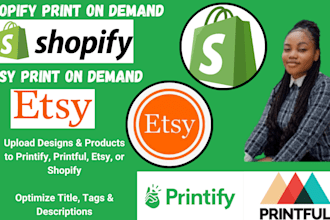 setup shopify etsy print on demand store printify printful pod products upload