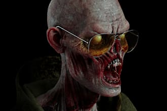 do 3d alien character,3d horror,zombie character,rig 3d,vampire,devil model,ue5