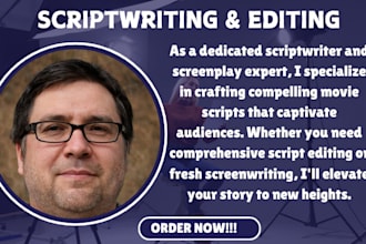 write, edit, movie script, screenplay, script editing, tv series as scriptwriter