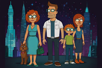 custom your family in a futurama portrait cartoon