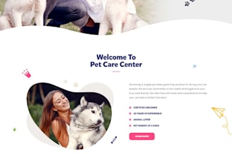 create a professional dog website for pet care, training or pet store business