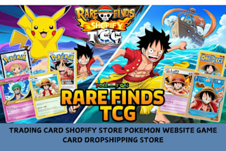 design trading card shopify store pokemon  website game card drpshipping store