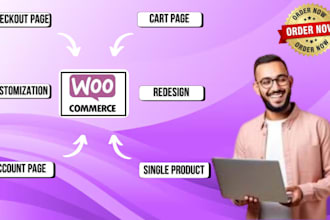 customize, redesign woocommerce store, single product, checkout, cart pages