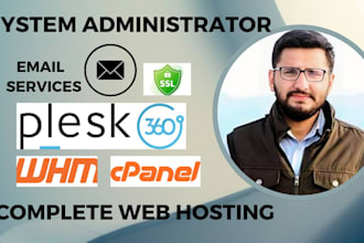 setup cpanel and setup full web hosting plesk dns SMTP emails wordpress