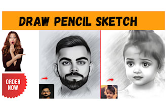 draw realistic pencil sketch for you