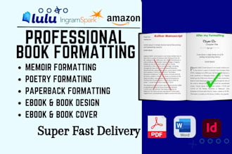 design, format amazon kdp ready novel memoir poetry self help non fiction ebooks