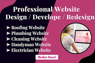 create roofing, plumbing, cleaning, handyman, electrician website use wordpress