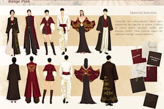 do colored flat sketches with perfect detailing
