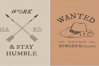 create wastern vintage for logo and cowboy