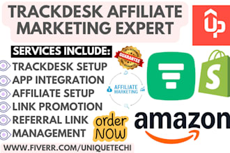 setup trackdesk shopify affiliate marketing program maplink uppromote bixgrow