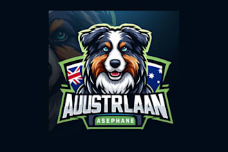 create an australian shepherd mascot logo for you in one day