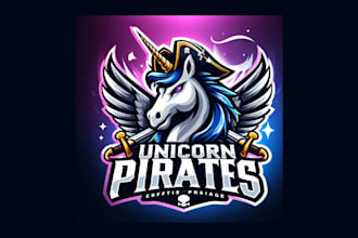 do high quality unicorn pirate mascot logo for your company