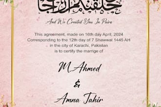 design an elegant and customized nikkah certificate for your special day