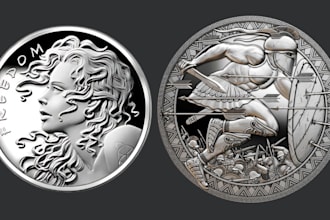 sculpt 3d coin model, 3d bas relief, 3d cnc design, 3d medalion, printable coin