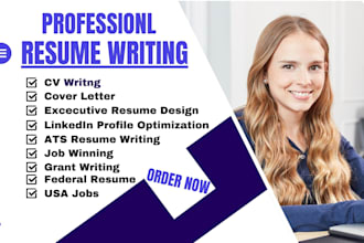 create cv, ats resume writing, cover letter, usajobs, executive resume design