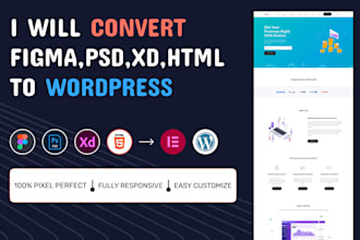 convert figma, psd, xd, html design to wordpress website